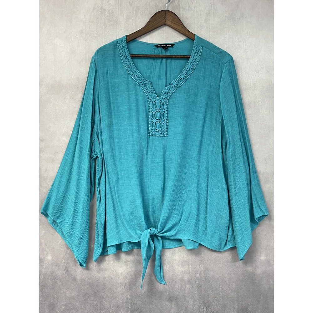 Zac Rachel Woman Peasant Top Women 3X Crochet Lace Trim Boho Folk Romantic